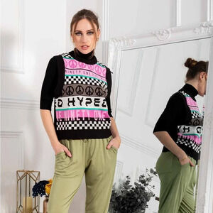 NWOT Divided Patterned Jacquard Knit Sweater Vest size XS